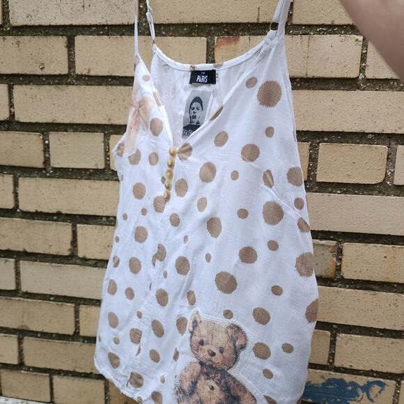 Sleeveless with straps Top reworked with hand made patches, one of 1 - Picture 12 of 12